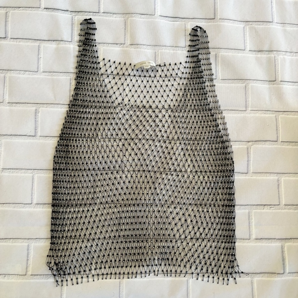 Love Tree Mesh Rhinestone tank Size M/L - Picture 5 of 12